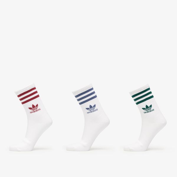 adidas Originals adidas 3 Stripes Crew Sock 3-Pack White/ Preloved Ruby/ Preloved Ink/ Collegiate Green M