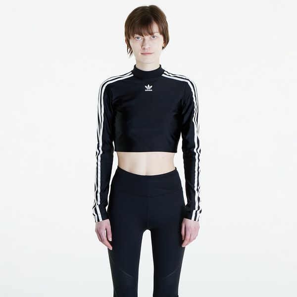 adidas Originals adidas 3 Stripes Cropped Long Sleeve T-Shirt Black