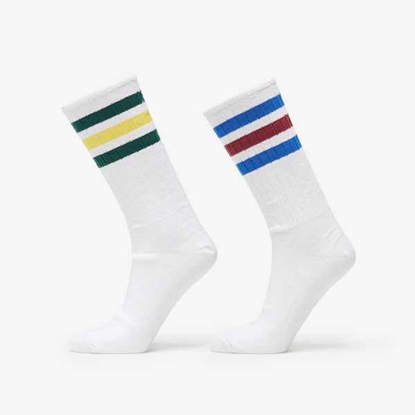 adidas Originals adidas 3 Stripes Ribbed Crew Socks 2-Pack White/ Multicolor L