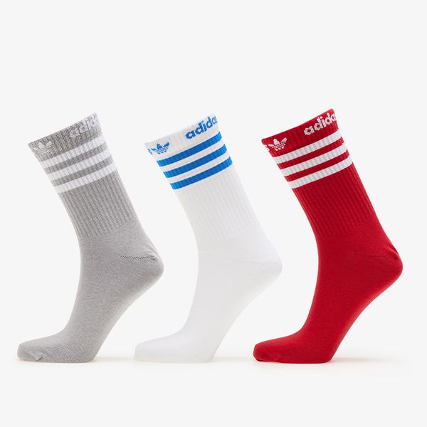 adidas Originals adidas Adicolor Crew Socks 3-Pack Mgh Solid Grey/ White/ Better Scarlet