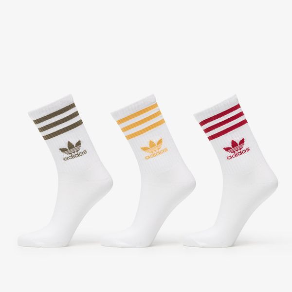 adidas Originals adidas Crew Sock 3-Pack White/ Olive Strata/ Preloved Yellow L