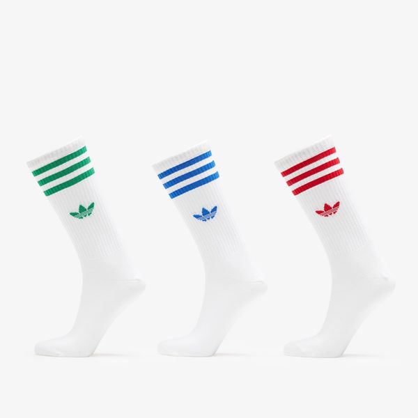 adidas Originals adidas High Crew Sock 3-Pack White/ Better Scarlet/ Blue/ Green XL