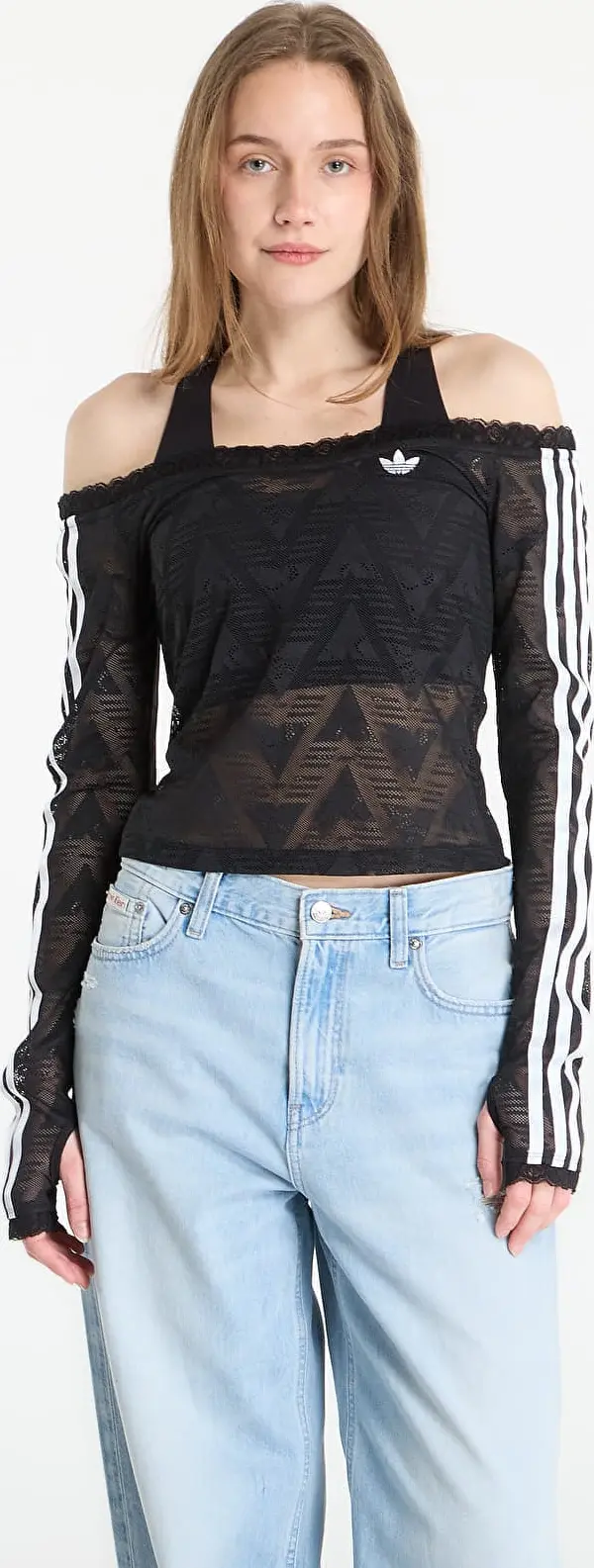 adidas Originals adidas Lace Bardot Long-Sleeve Top Black M