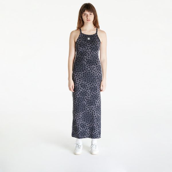 adidas Originals adidas Leopard Luxe 3 Stripes Maxi Dress Grey Five