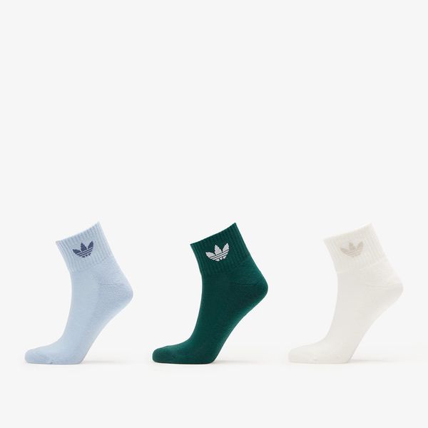 adidas Originals adidas Mid Ankle Sock 3-Pack Off White/ Collegiate Green/ Wonder Blue L