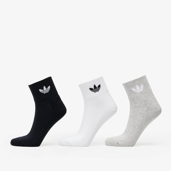 adidas Originals adidas Mid Ankle Sock 3-Pack White/ Medium Grey Heather/ Black XS