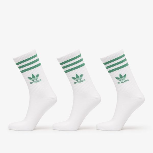 adidas Originals adidas Mid Cut Crew Sock 3-Pack White/ Preloved Green/ Mgh Solid Grey L