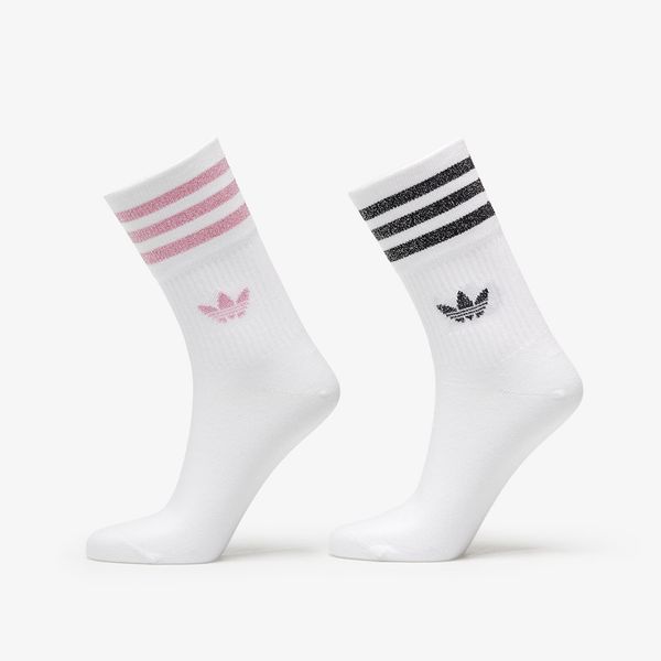 adidas Originals adidas Mid-Cut Glitter Crew Socks 2-Pack White/ Bliss Pink/ Black XS