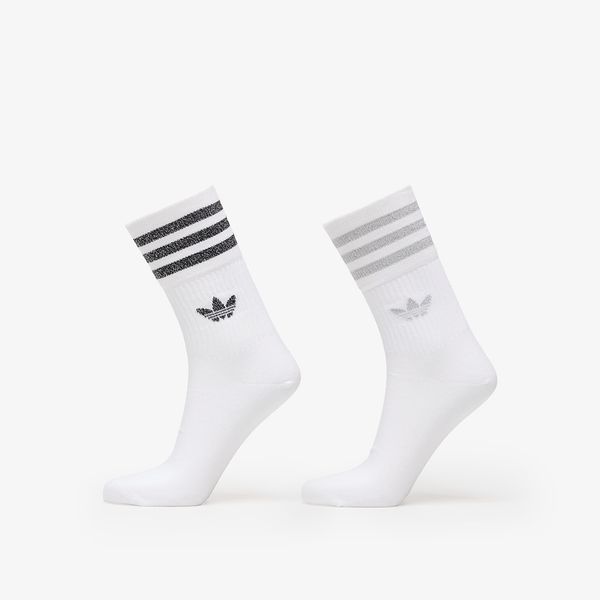 adidas Originals adidas Mid-Cut Glitter Crew Socks 2-Pack White/ Grey Two/ Black L