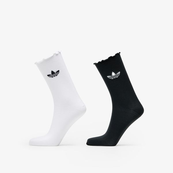 adidas Originals adidas Semi-Sheer Ruffle Crew Socks 2-Pack White/ Black 31-33