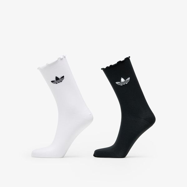 adidas Originals adidas Semi-Sheer Ruffle Crew Socks 2-Pack White/ Black