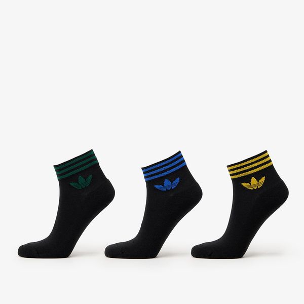 adidas Originals adidas Trefoil Ankle Half-Cushioned Socks 3-Pack Black/ Collegiate Green/ Blue/ Crew Yellow L