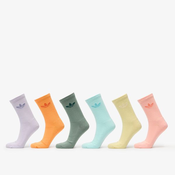 adidas Originals adidas Trefoil Crew Cushion Socks 6-Pack Silver Green/ Glow Pink/ Powder Yellow L