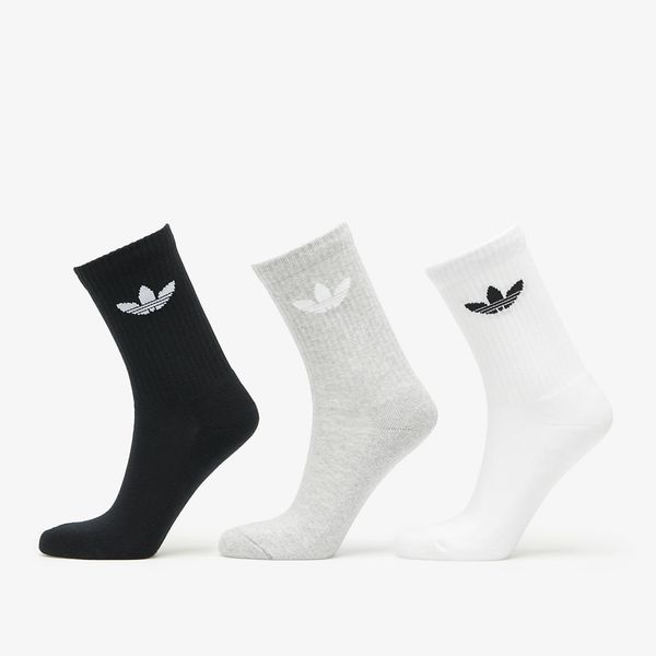 adidas Originals adidas Trefoil Cushion Crew Sock 3-Pack White/ Medium Grey Heather/ Black