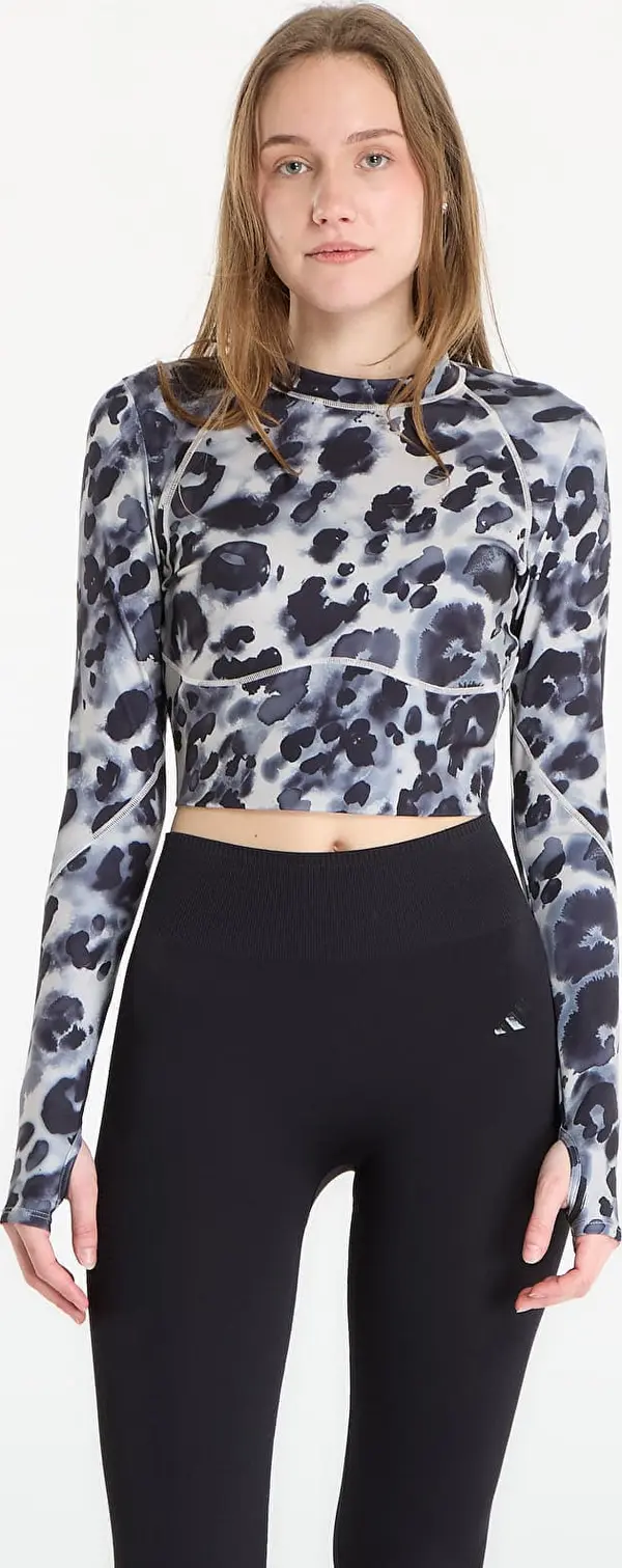 adidas Performance adidas x Stella Mccartney Training Longsleeve Crop Printed Top Wonder Alumina/ Black S