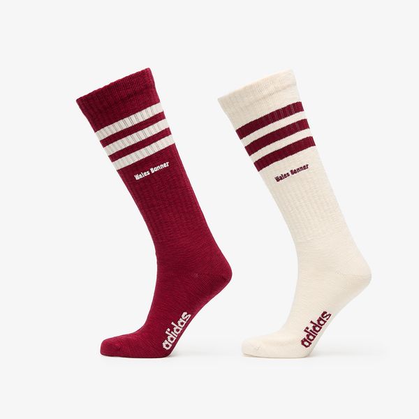 adidas Originals adidas x Wales Bonner 3 Stripes Socks 2-Pack Wonder White/ Core Burgundy M