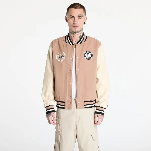New Era Bomber New Era Brooklyn Nets NBA Lifestyle Beige Varsity Jacket UNISEX Beige XS