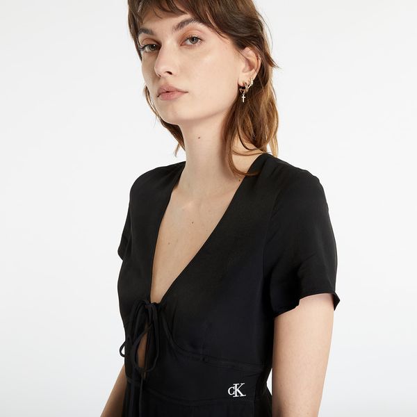 Calvin Klein Calvin Klein Jeans Crepe Short Sleeve Midi Dress Black