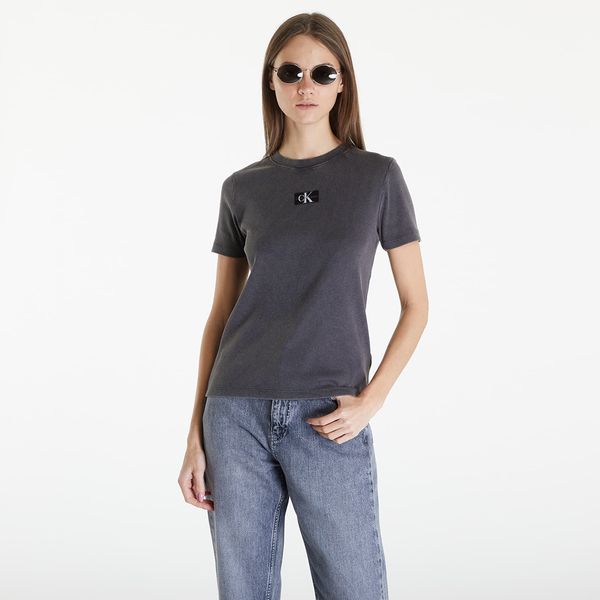 Calvin Klein Calvin Klein Jeans Label Washed Rib Slim Short Sleeve Tee Gray