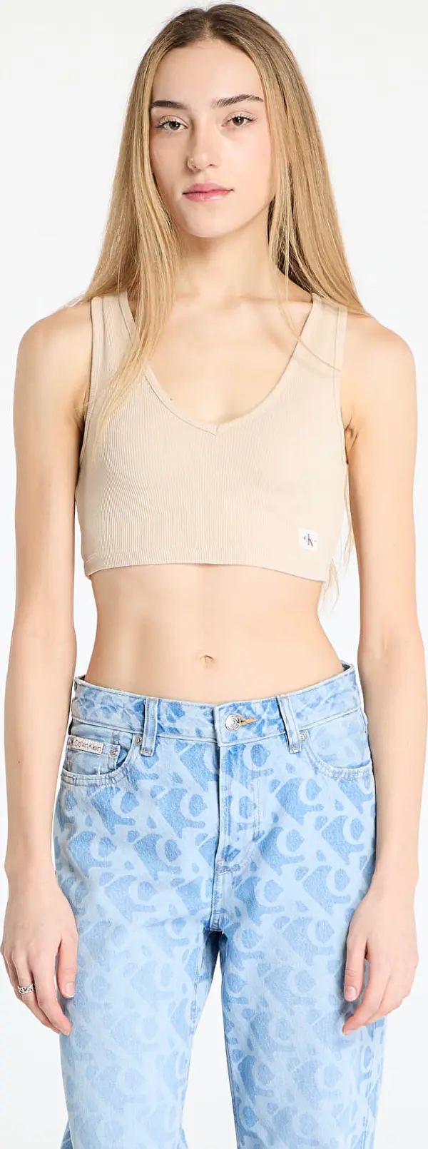 Calvin Klein Calvin Klein Jeans Washed Woven Label Top Beige M