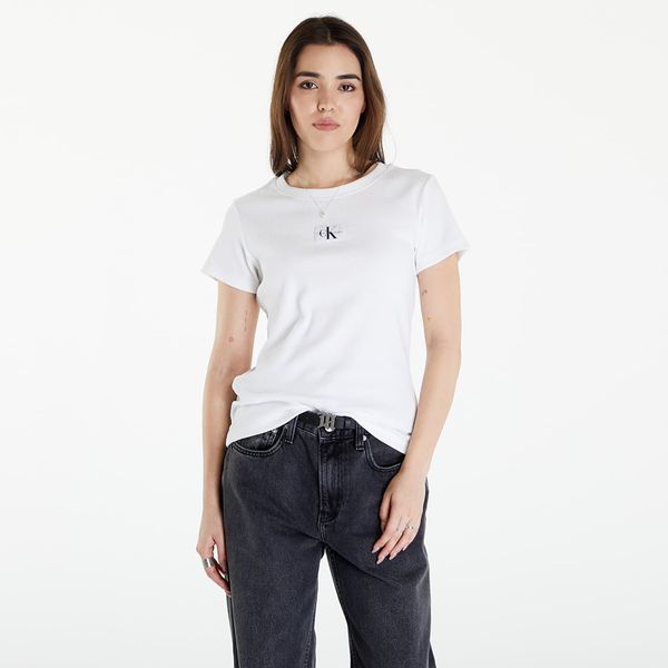 Calvin Klein Calvin Klein Jeans Woven Label Rib Slim Short Sleeve Tee Bright White