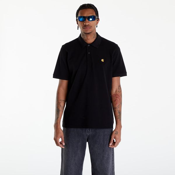 Carhartt WIP Carhartt WIP Short Sleeve Chase Pique Polo T-Shirt UNISEX Black/ Gold