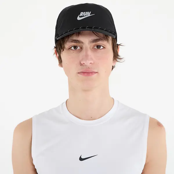 Nike Čepica Nike Pro Dri-FIT Unstructured Swoosh Run Cap Black/ Anthracite/ Reflective Silv M/L