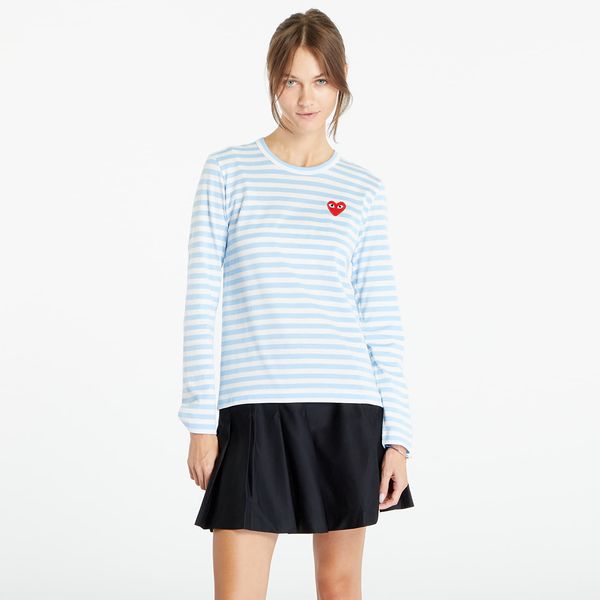 Comme des Garçons PLAY Comme des Garçons PLAY Heart Logo Long Sleeve Tee Clear Sky/ White