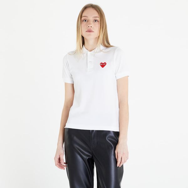 Comme des Garçons PLAY Comme des Garçons PLAY Heart Logo Polo Short Sleeve Tee White