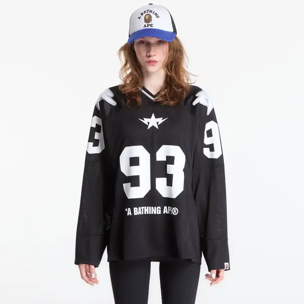 A BATHING APE Dres A Bathing Ape Line Camo Multi Logo Cropped Fit Football Jersey UNISEX Black L