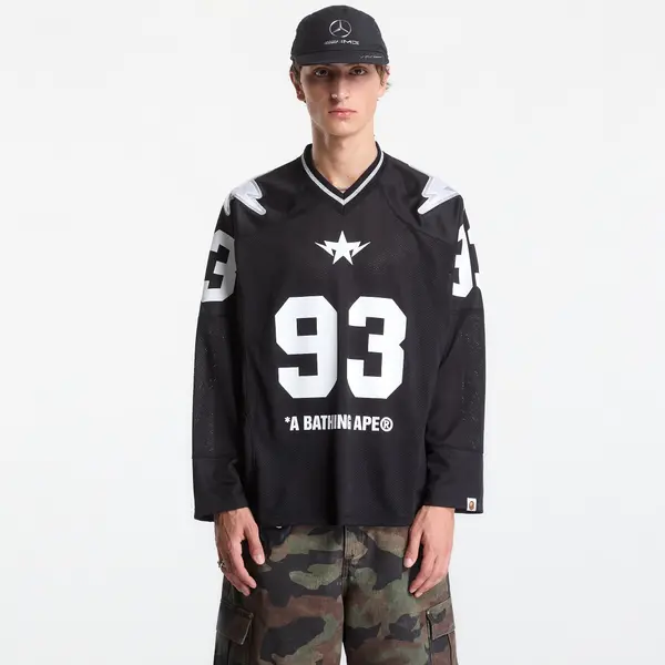 A BATHING APE Dres A Bathing Ape Line Camo Multi Logo Cropped Fit Football Jersey UNISEX Black S