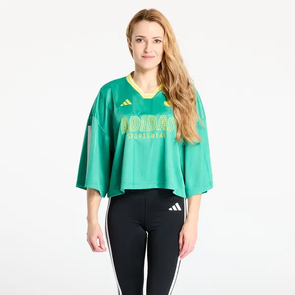 adidas Performance Dres adidas Tiro Cut 3 Stripes Oversized Mesh Jersey Semi Court Green/ Black/ Pure Sulfur L