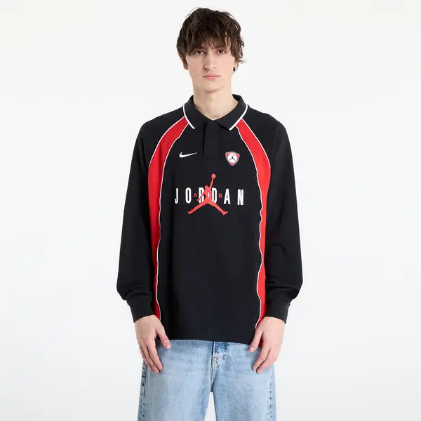 Jordan Dres Jordan Flight Men's Long-Sleeve Polo Jersey Black/ University Red/ University Red S