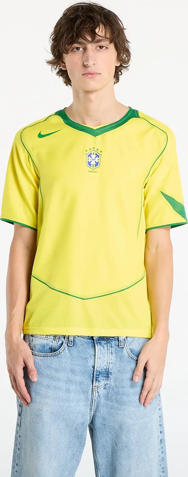 Nike Dres Nike Men's Soccer Replica Jersey Brazil 2004 Total 90 Reissue Opti Yellow/ Apple Green/ Apple Green M