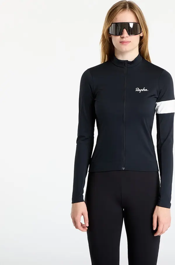 Rapha Dres Rapha Women's Core Thermal Long Sleeve Jersey Black/ White XS