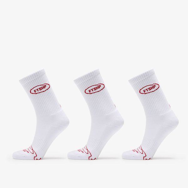 Footshop Footshop Basic Crew Socks 3-Pack White (Red Logo) 36-38