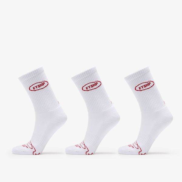 Footshop Footshop Basic Crew Socks 3-Pack White (Red Logo) 39-42