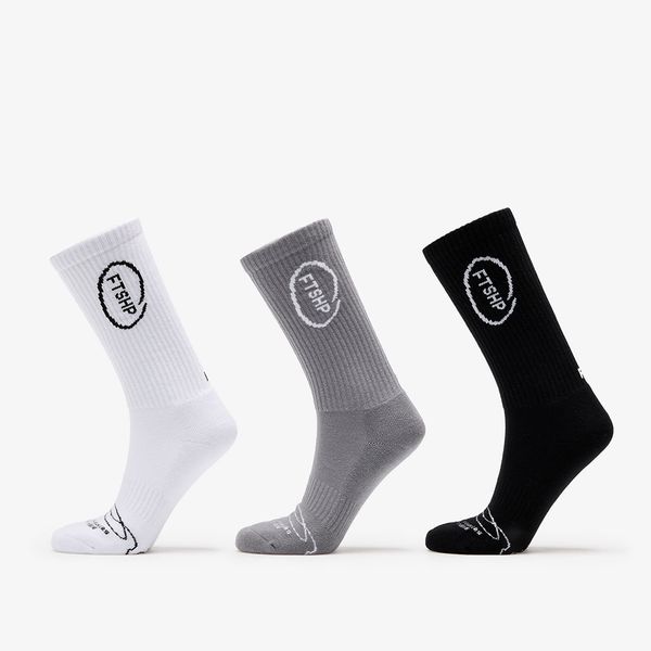 Footshop Footshop High Crew Socks 3-Pack Black/ White/ Grey 43-46