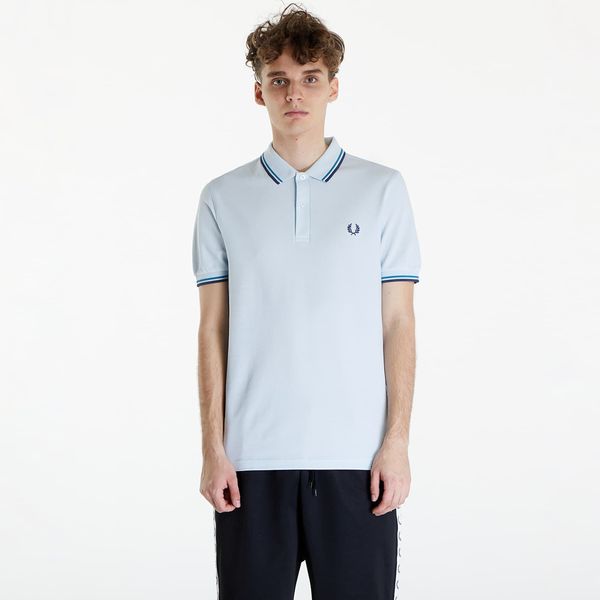 FRED PERRY FRED PERRY Twin Tipped Fred Perry Shirt Light Ice/ Cyber Blue/ Midnight Blue
