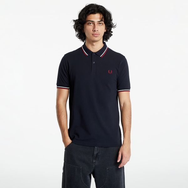 FRED PERRY FRED PERRY Twin Tipped Fred Perry Shirt Nvy/ Swht/ Bntred