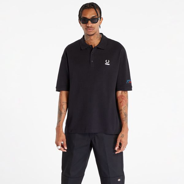 FRED PERRY FRED PERRY x RAF SIMONS Embroidered Oversized Polo T-Shirt Black