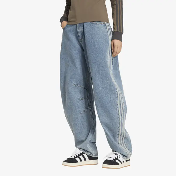 adidas Originals Hlače adidas High Rise Barrel Leg Denim Jeans Worn Blue Denim 25/32