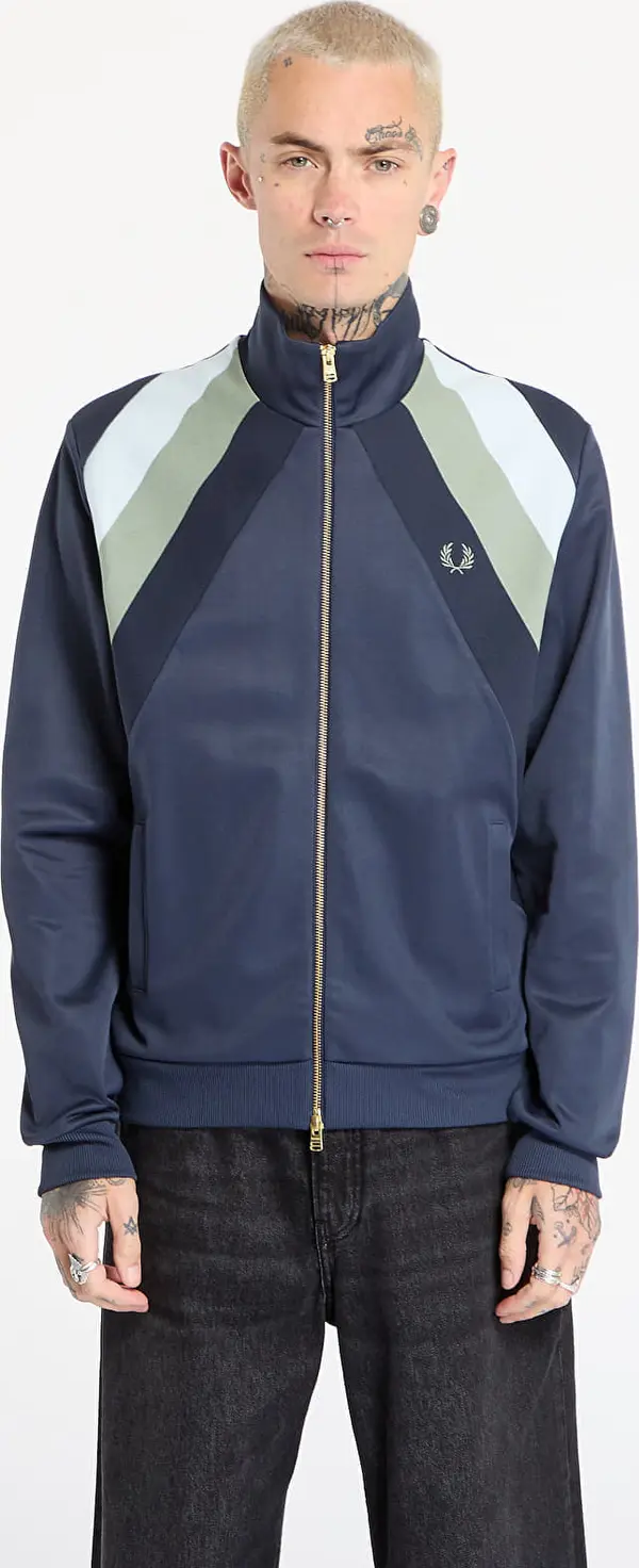 FRED PERRY Jakna FRED PERRY Striped Panel Track Jacket Dark Airforce M