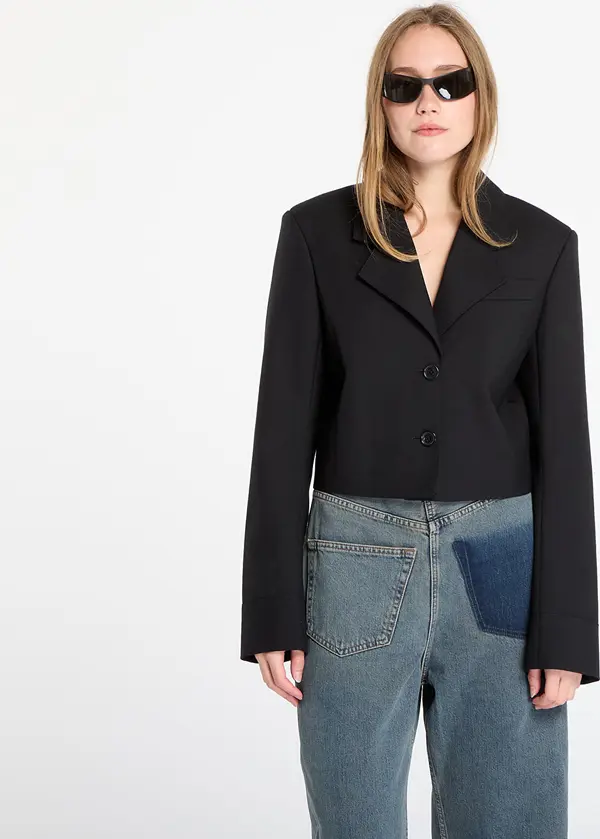 Off-White Jakna Off-White Wo Gab Big Bookish Crop Jacket Black/ Electric Blue M