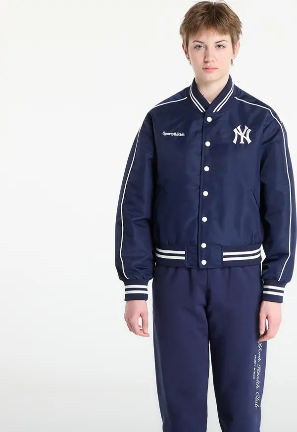 Sporty & Rich Jakna Sporty & Rich Yankees Curve Nylon Varsity Jacket Dark Navy/ White M