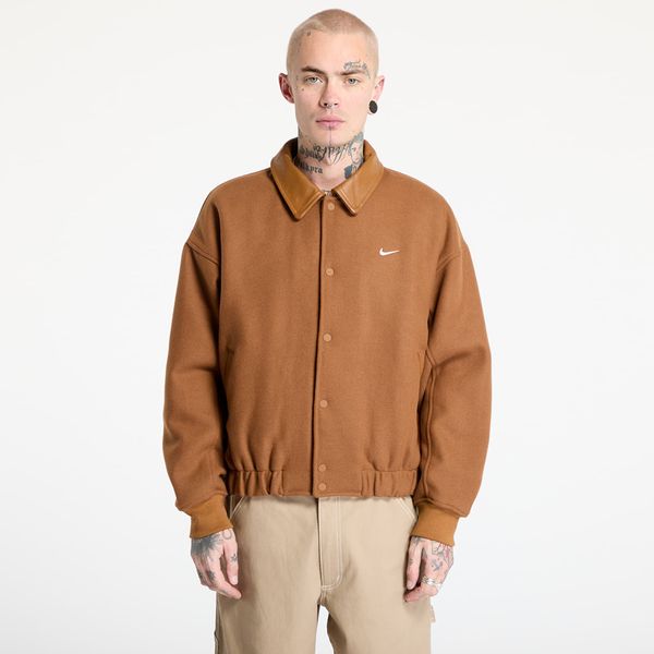 Nike Jopica Nike Solo Swoosh Men's Wool Varsity Jacket Light British Tan/ Light Orewood Brown/ White L