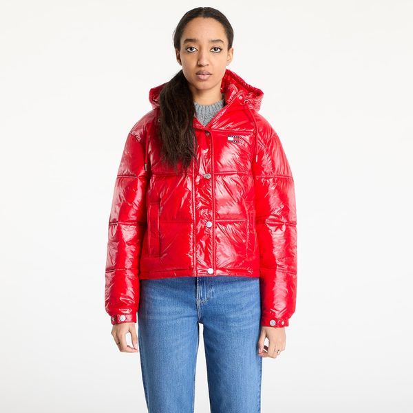 Tommy Hilfiger Jopica Tommy Jeans Shiny Hooded Badge Jacket Red XS