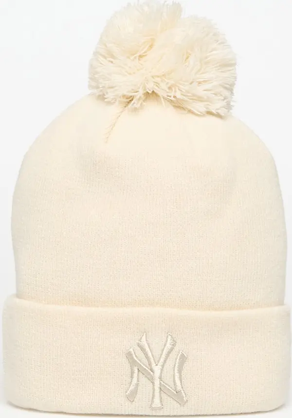 New Era Kapa New Era Knit Medium Wmns MLB Metallic Bobble Beanie New York Yankees Light Cream Universal