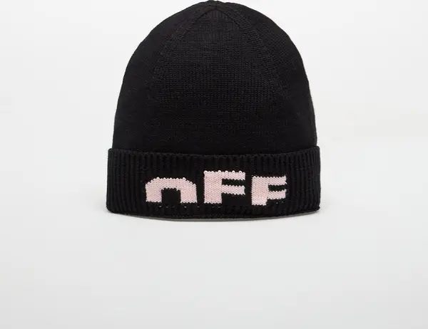 OFF-WHITE KIDS Kapa OFF-WHITE KIDS Type Logo Beanie Black/ Soft Pink II
