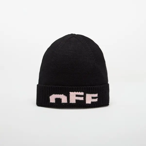 OFF-WHITE KIDS Kapa OFF-WHITE KIDS Type Logo Beanie Black/ Soft Pink II